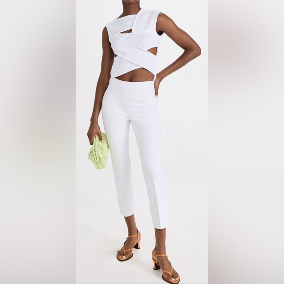 SPANX On the Go Ankle Slim Straight Pants in Classic White Pull On